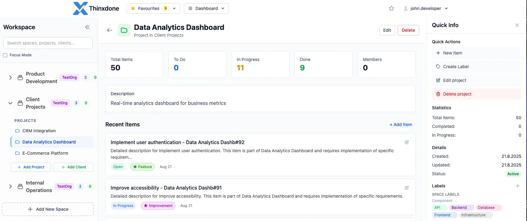 ThinXdone Workspace Overview